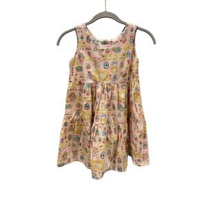 Handcrafted hand sewn toddler girls tiered Easter dress, pink size 4T/5T